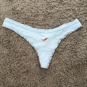 Blue thong lace trim